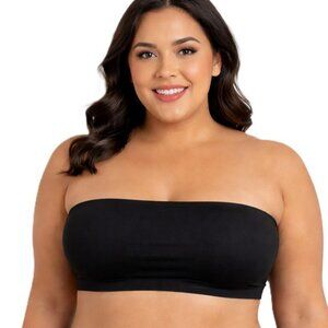 Jenni Intimates XXL Bandeau Strapless Bra Black Removable Straps NEW